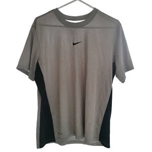 Nike Dri Fit Gray with Black on Sides Short Sleeve Shirt - Medium